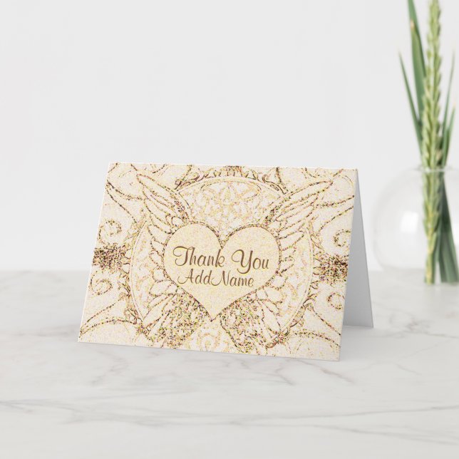 Tarjeta De Agradecimiento Personalizar Angel Wings and Heart (Anverso)
