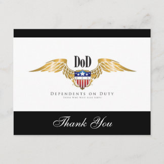 Tarjeta De Agradecimiento Personalizar de alas DOD (dependientes del deber)