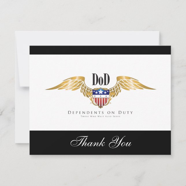 Tarjeta De Agradecimiento Personalizar de alas DOD (dependientes del deber) (Anverso)