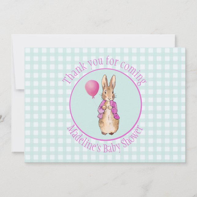 Tarjeta De Agradecimiento Personalizar el Baby Shower de Peter the rabbit (Anverso)