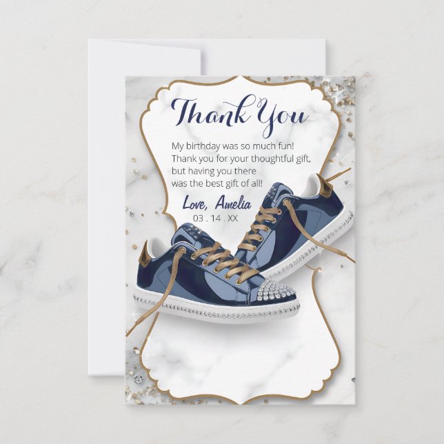 Tarjeta De Agradecimiento Personalizar Elegante Fiesta de Nacimiento de Desp (Anverso)