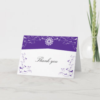 Tarjeta De Agradecimiento Personalizar Floreado Purpura Blanco