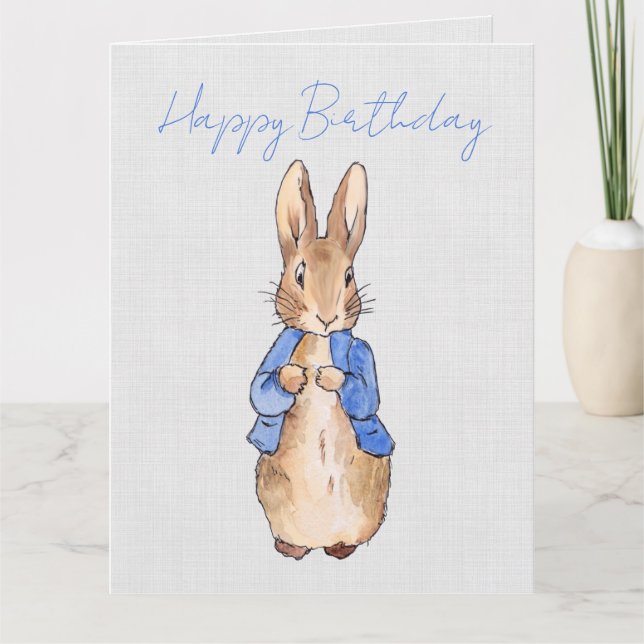 Tarjeta De Agradecimiento Personalizar Peter the Rabbit Gray Linen (Anverso)