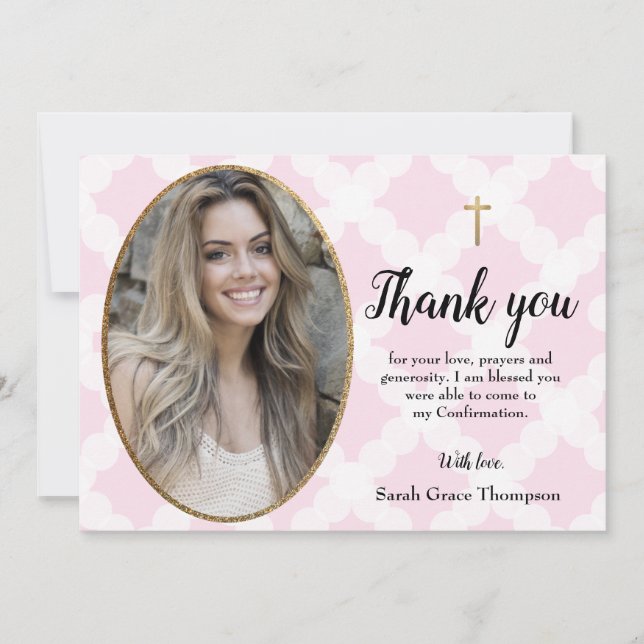 Tarjeta De Agradecimiento Personalize Confirmation chica foto gracias (Anverso)