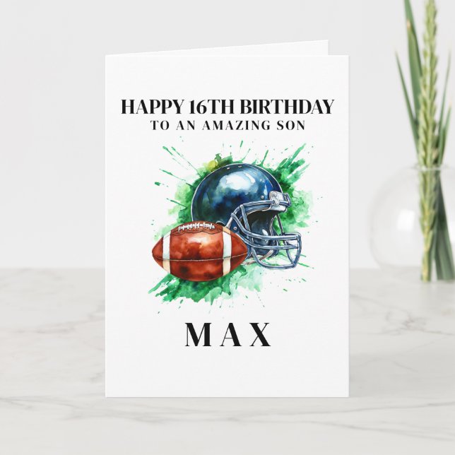 Tarjeta De Agradecimiento Personalized American Football Birthday Card (Anverso)