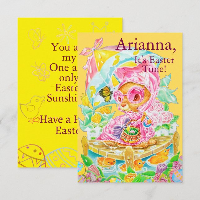 Tarjeta De Agradecimiento Personalized Children's Easter Flat Thank You Card (Anverso / Reverso)