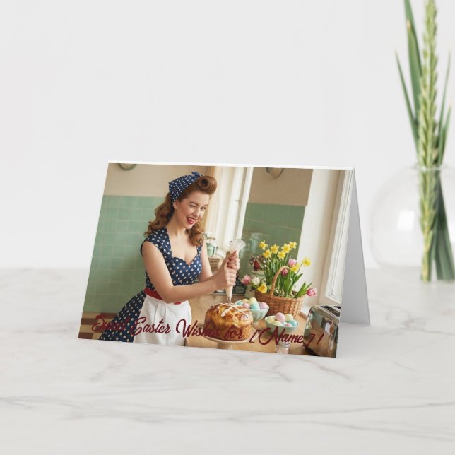 Tarjeta De Agradecimiento Personalized Easter Pin-Up Retro Greeting Card (Anverso)