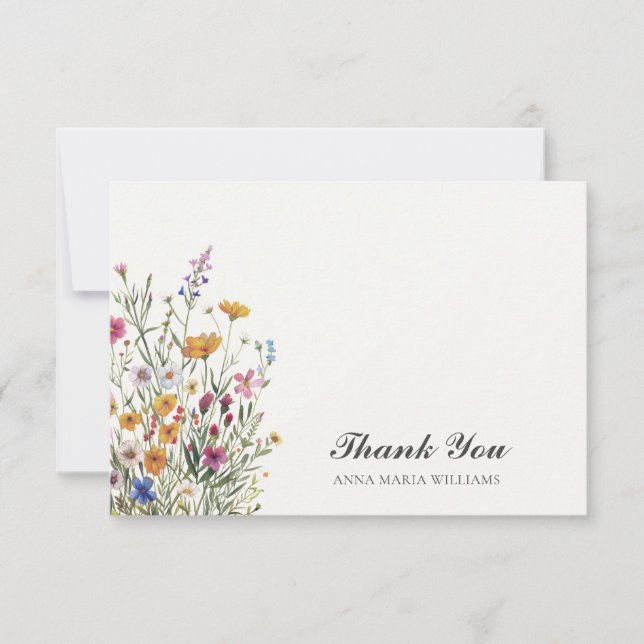 Tarjeta De Agradecimiento  Personalized Elegant Boho Chic Floral  (Anverso)