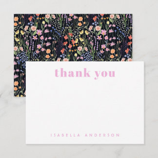 Tarjeta De Agradecimiento Personalized Elegant Wildflowers Dark Background 