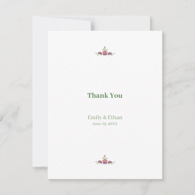 Tarjeta De Agradecimiento Personalized Folk Floral Wedding Thank You (Anverso)