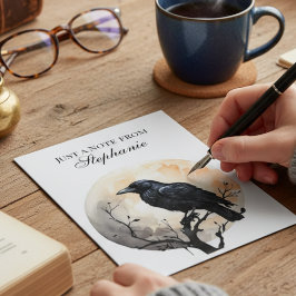 Tarjeta De Agradecimiento Personalized Gothic Crow Moon Note Card