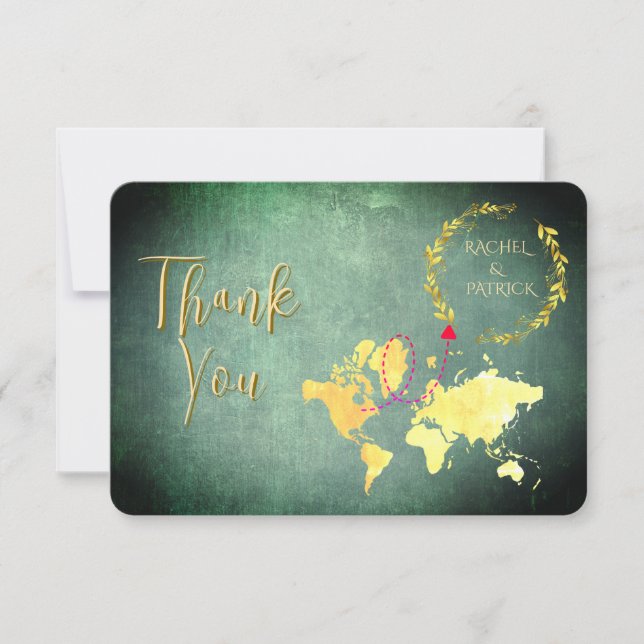 Tarjeta De Agradecimiento Personalized Map of Love Journey Wedding (Anverso)