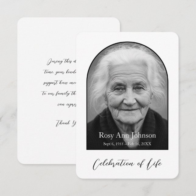 Tarjeta De Agradecimiento Personalized Memorial Thank You Card (Anverso / Reverso)