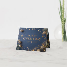 Tarjeta De Agradecimiento Personalized Merry Christmas Card in Elegant Gold 