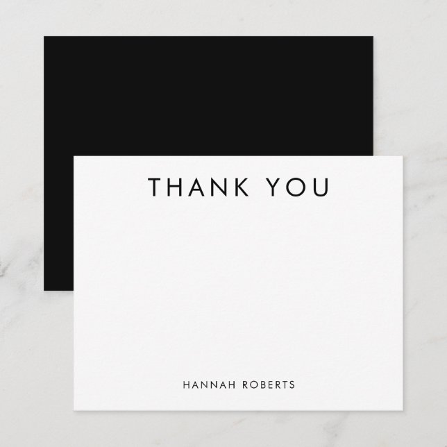 Tarjeta De Agradecimiento Personalized Minimal Modern Black and White (Anverso / Reverso)