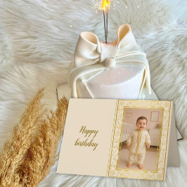 Tarjeta De Agradecimiento Personalized Photo Birthday Card —Floral frame