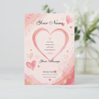 Tarjeta De Agradecimiento Personalized Pink Heart Thank You Card