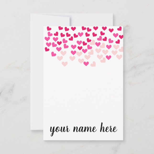 Tarjeta De Agradecimiento Personalized Pink Hearts Girls Notecards (Anverso)