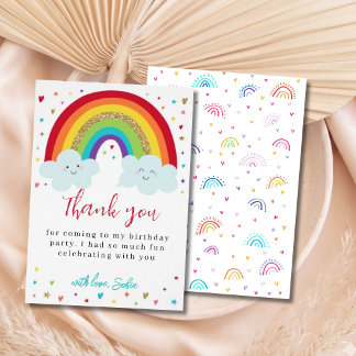 Tarjeta De Agradecimiento Personalized Rainbow Birthday Thank You Card Cute 