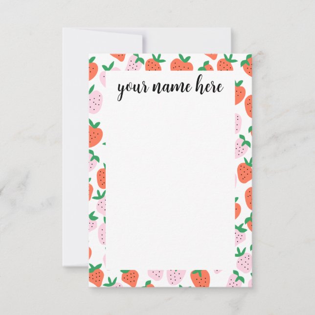 Tarjeta De Agradecimiento Personalized Strawberries Notecards (Anverso)