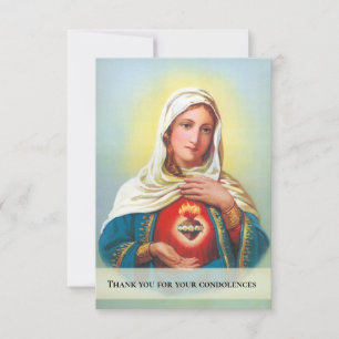 Tarjeta De Agradecimiento Pésame funeral católico Virgen María