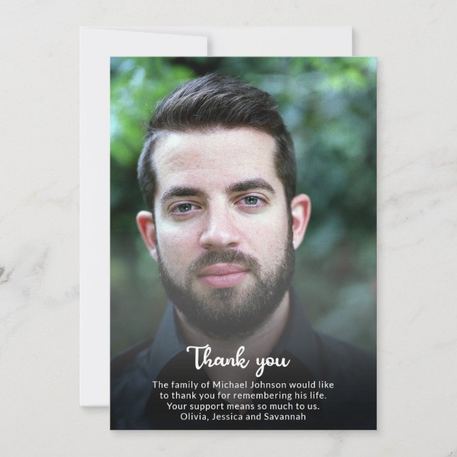 Tarjeta De Agradecimiento Pésame por duelo Foto personalizada Funeral Memori (Anverso)