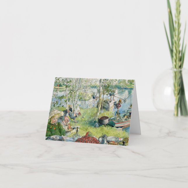 Tarjeta De Agradecimiento Pesca de cigalas por Carl Larsson (Anverso)