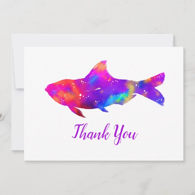 Tarjeta De Agradecimiento Pescado hippie (Anverso)