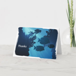 Tarjeta De Agradecimiento Pescado subacuático del mundo azul y buceo Scuba