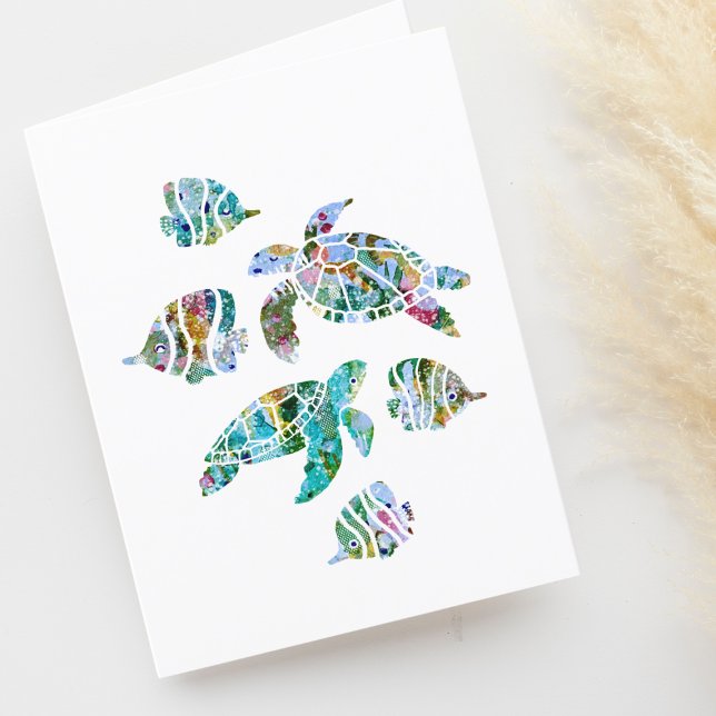 Tarjeta De Agradecimiento Pescado tropical y tortugas marinas descalzos (Subido por el creador)