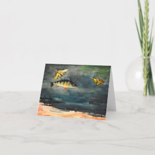 Tarjeta De Agradecimiento Pescado y mariposas por Winslow Homer