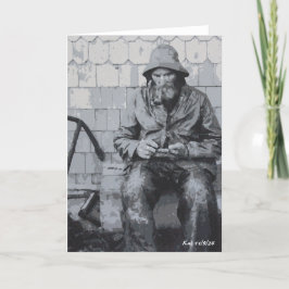 Tarjeta De Agradecimiento Pescador De Gloucester Meneando Sus Cartas Doblada