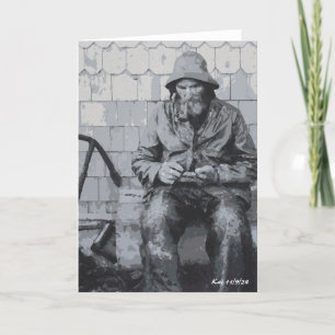 Tarjeta De Agradecimiento Pescador De Gloucester Meneando Sus Cartas Doblada