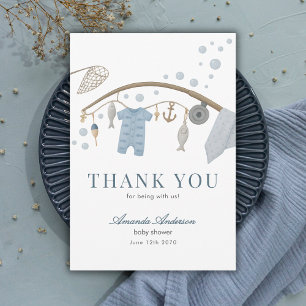 Tarjeta De Agradecimiento Pescador Pequeño Niño Baño de Bebé Gracias