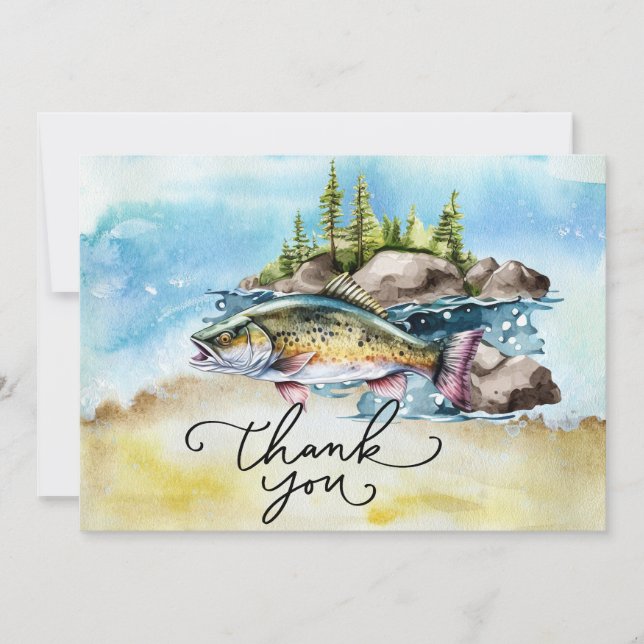 Tarjeta De Agradecimiento Pescadores Amantes de la acuarela estilo (Anverso)