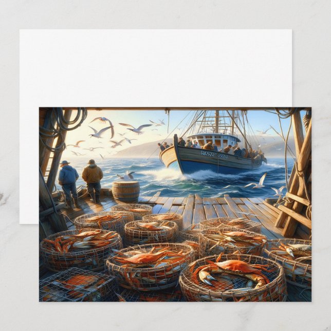 Tarjeta De Agradecimiento Pescadores de la Cosecha del Crepúsculo Recolectan (Anverso / Reverso)