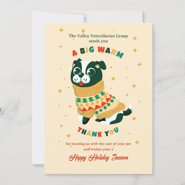 Tarjeta De Agradecimiento Pet Holiday Thank You Greeting Card (Anverso)