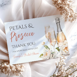 Tarjeta De Agradecimiento Pétalas y Prosecco para Despedida de Soltera