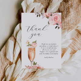 Tarjeta De Agradecimiento Petales y ducha de novia floral Prosecco