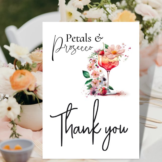 Tarjeta De Agradecimiento Petales y Prosecco Brunch Floral Bridal Shower (Subido por el creador)