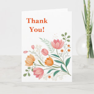 Tarjeta De Agradecimiento Pétalos de Flor de Tulipán Naranja Naturaleza Grac