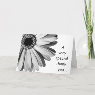 Tarjeta De Agradecimiento Pétalos de margarita en blanco y negro - Diseño sú