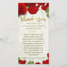 Tarjeta De Agradecimiento Pétalos de rosa rojo Golden Gracias Familia de Sol