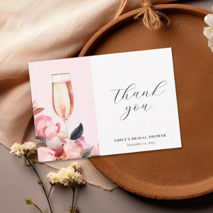 Tarjeta De Agradecimiento Pétalos y Prosecco Desayuno Nupcial Floral