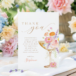 Tarjeta De Agradecimiento Pétalos y Prosecco Fiesta Floral de Despedida de S