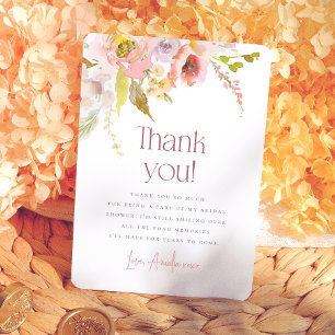 Tarjeta De Agradecimiento Pétalos y Prosecco Floral Shower Nupcial