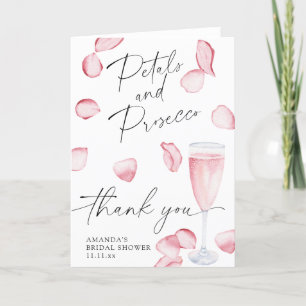 Tarjeta De Agradecimiento Pétalos y Prosecco - gracias, fiesta de soltera