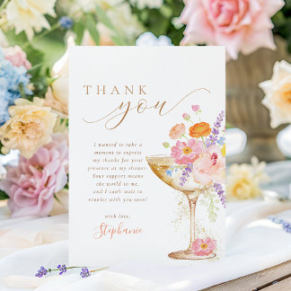 Tarjeta De Agradecimiento Petals & Prosecco Floral Bridal Shower