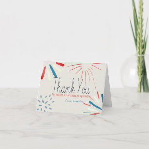 Tarjeta De Agradecimiento Petardo Cumpleaños 4 de Julio Fuegos Artificiales