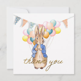 Tarjeta De Agradecimiento Peter, globos de conejo y banderas de amarre